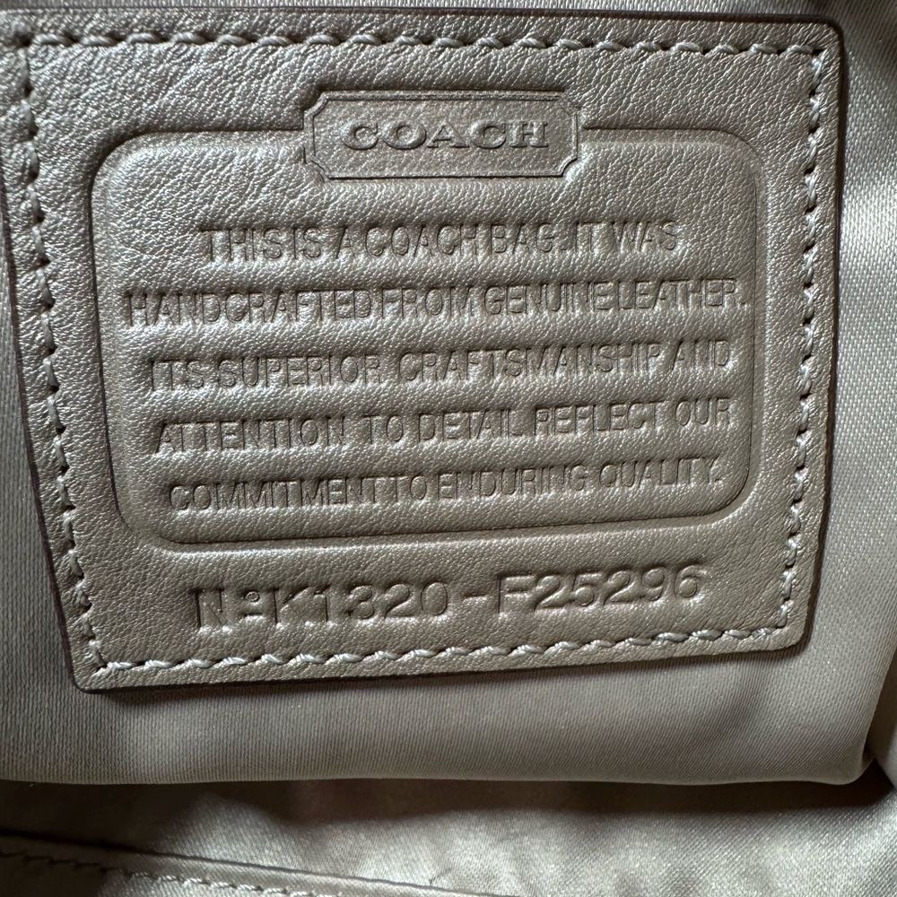 EOC Coach Metallic Beige Leather Satchel - Picture 2 of 13